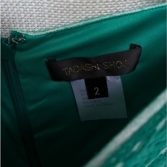 Tadashi Shoji Green Floral Lace Sleeveless Midi Dress, size 2 - Picture 3 of 8